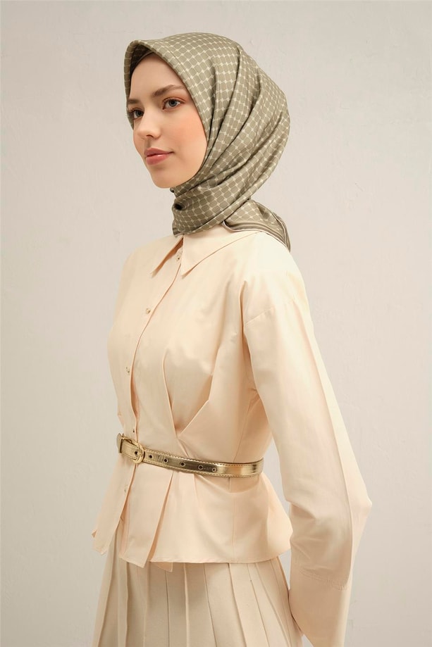 Armine Desenli Saf İpek Twill Eşarp 9345- 33