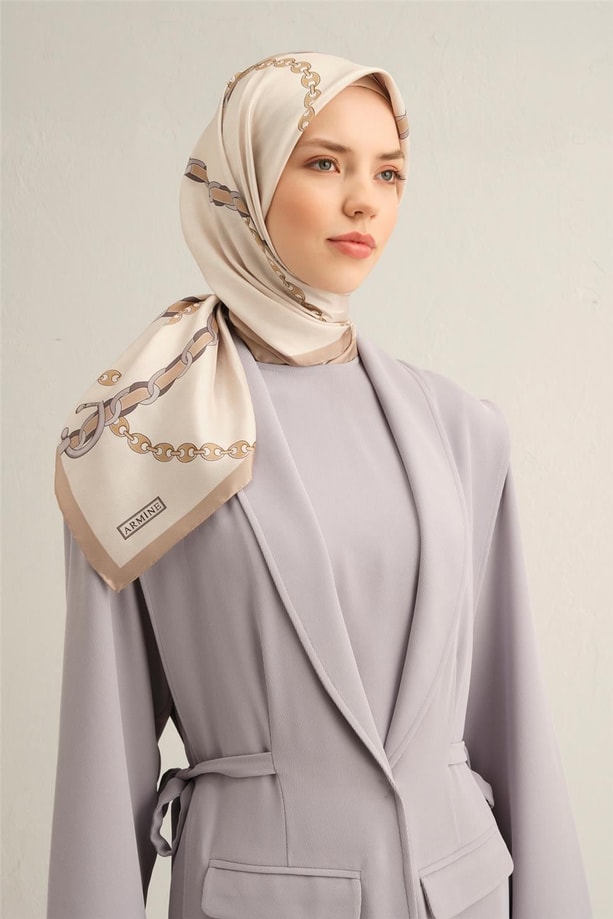 Armine Desenli Saf İpek Twill Eşarp 9346-05