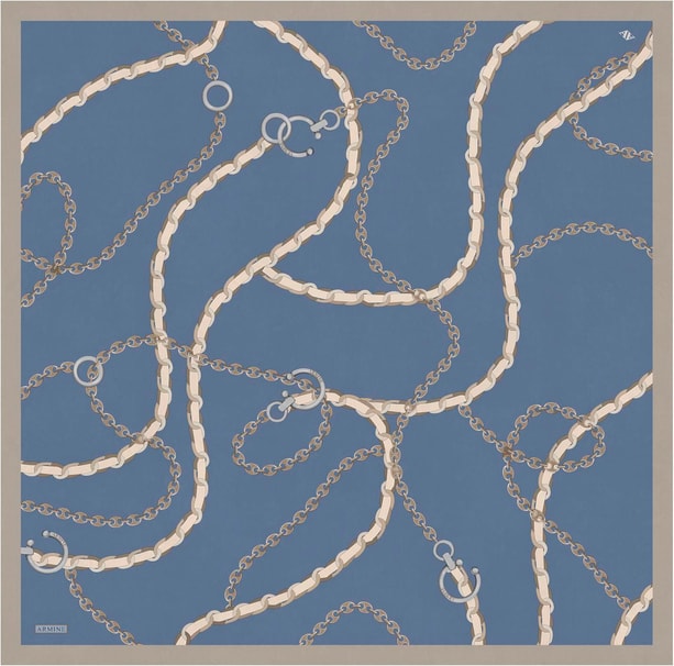 Armine Desenli Saf İpek Twill Eşarp 9346-10