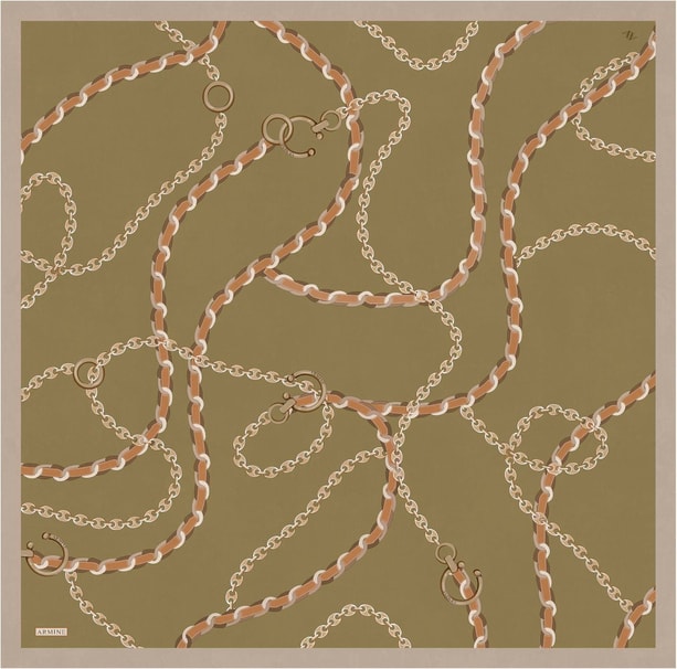 Armine Desenli Saf İpek Twill Eşarp 9346-39