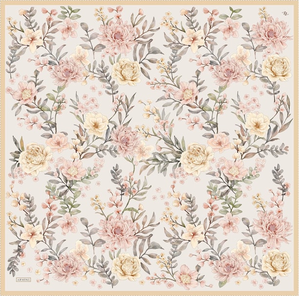 Armine Desenli Saf İpek Twill Eşarp 9347- 02