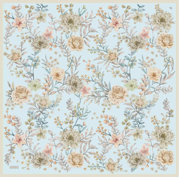 Armine Desenli Saf İpek Twill Eşarp 9347- 80