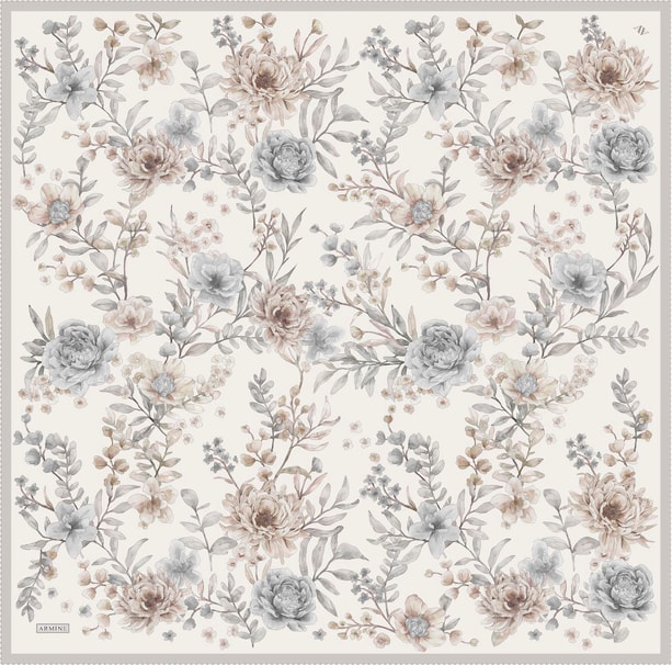 Armine Desenli Saf İpek Twill Eşarp 9347- 83