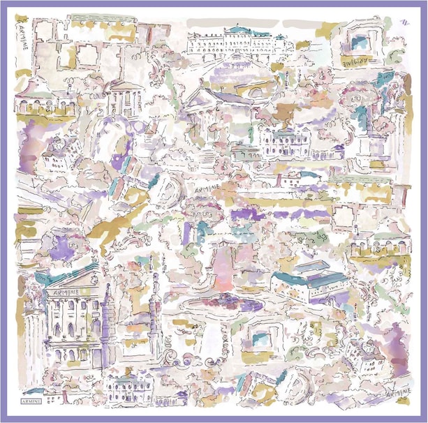 Armine Desenli Saf İpek Sura Eşarp 9349-03