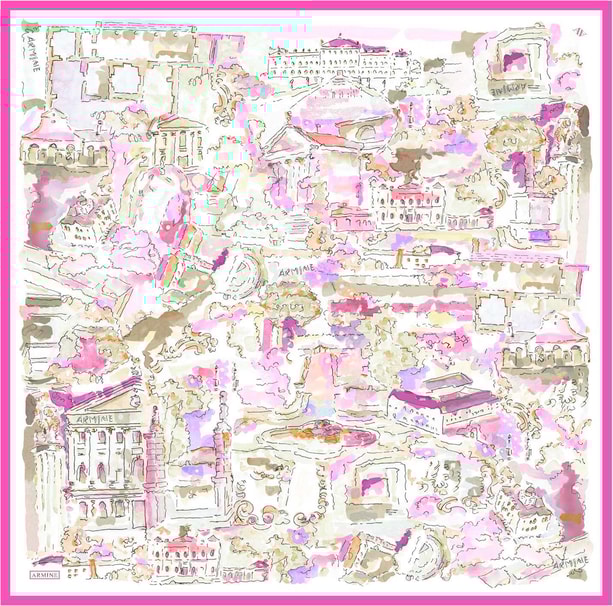 Armine Desenli Saf İpek Twill Eşarp 9349- 34