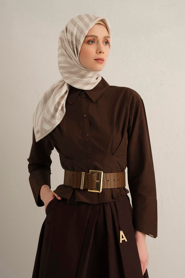 Armine Desenli Saf İpek Twill Eşarp 9351- 80