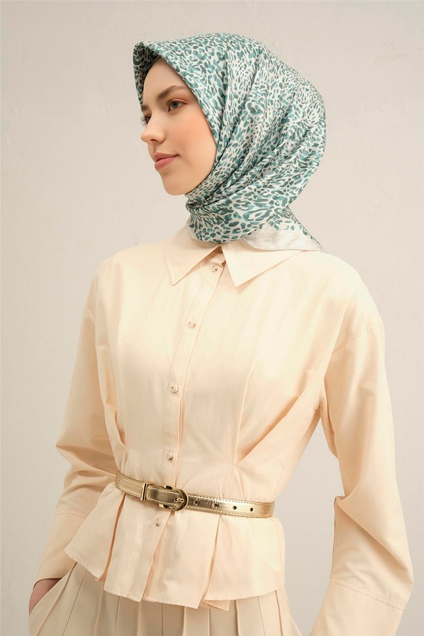 Armine Desenli Saf İpek Twill Eşarp 9352- 09