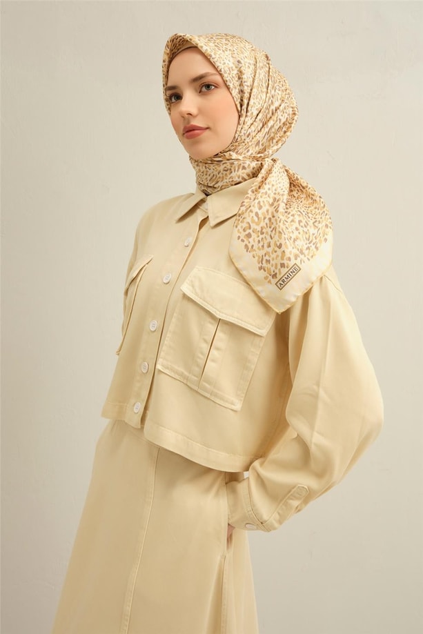 Armine Desenli Saf İpek Twill Eşarp 9352- 34