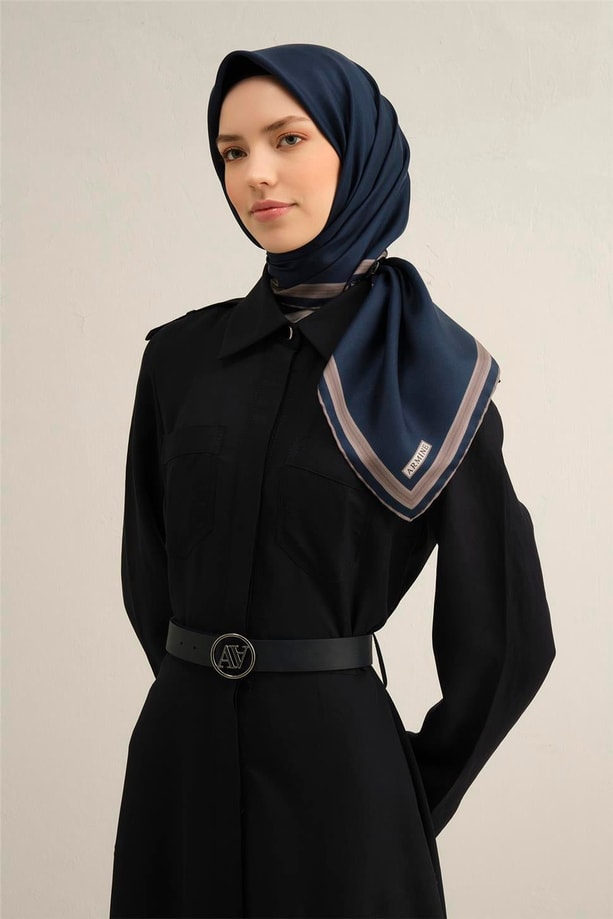 Armine Desenli Saf İpek Twill Eşarp 9356- 09