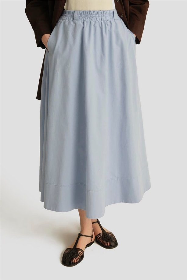 Armine Kesikli Pamuk Etek 25Y1837 Bebe Mavi