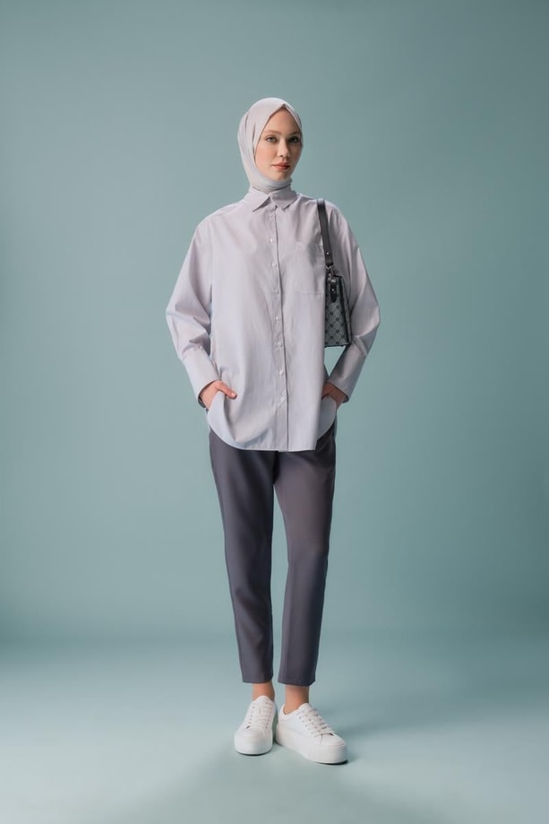 Armine Yüksek Bel Havuç Pantolon ORT2518 Gri