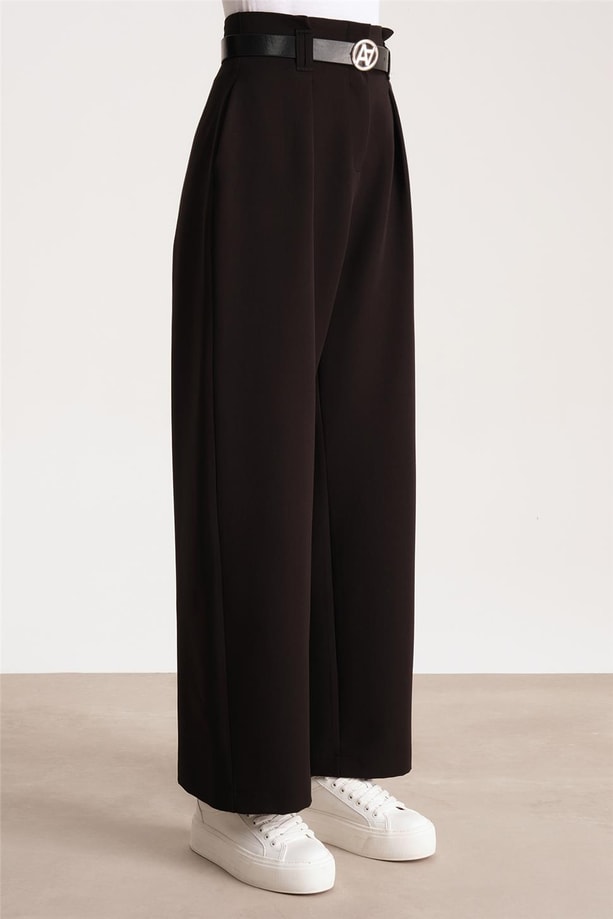 Armine Kemerli Palazzo Pantolon ORT2519 Siyah