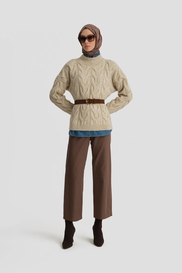 Armine Straight Pantolon ORT2720 Kahverengi