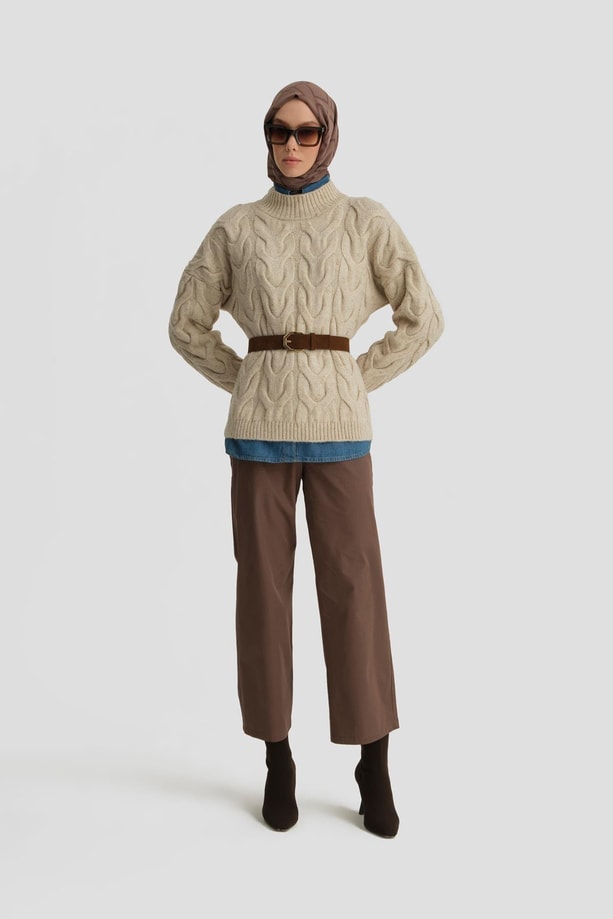 Armine Straight Pantolon ORT2720 Kahverengi