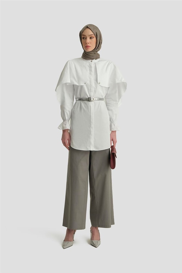 Armine Yüksek Bel Bol Baça Pantolon 25Y2812 Gri