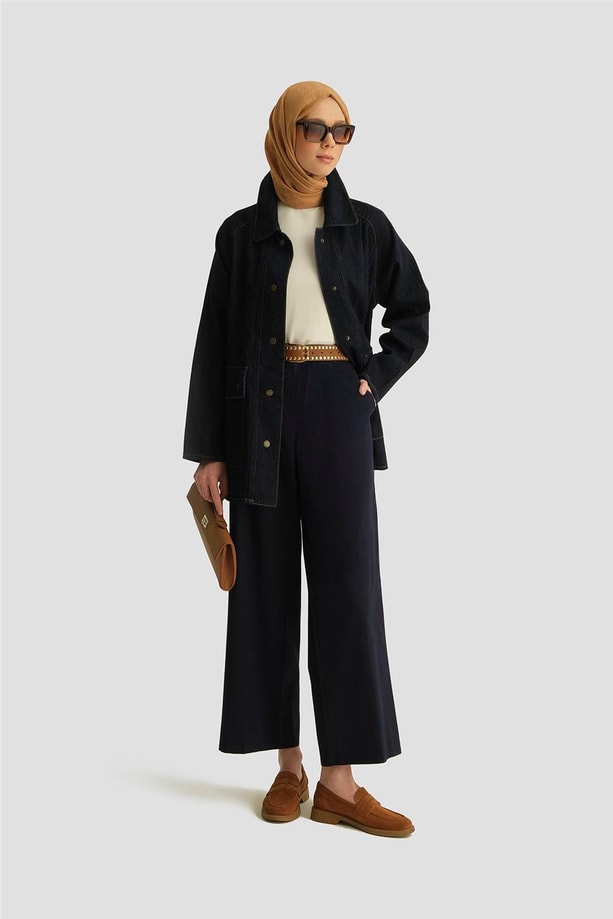 Armine Yüksek Bel Palazzo Pantolon 25Y2812  Lacivert
