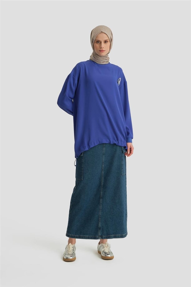 Armine Broşlu Bluz Ort3100 Morcivert