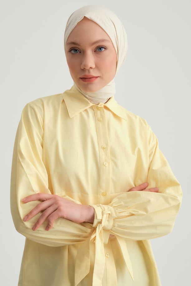 Armine Hakim Yakalı Gömlek ORT3441 Limon Sarı
