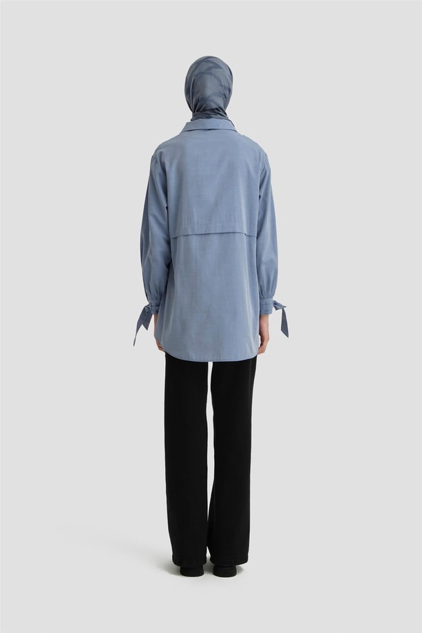 Armine Kol Detaylı Gömlek 23K3441 Lacivert