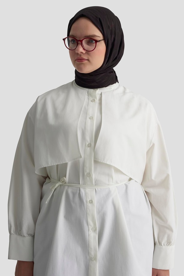 Armine Rüzgarlıklı Coton Gömlek Ort3442 Ekru