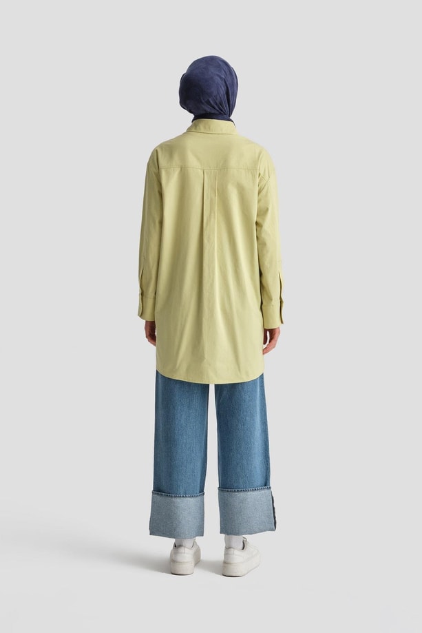 Armine Körüklü Cepli Gabardin Gömlek Ceket 24K3603 Çağla