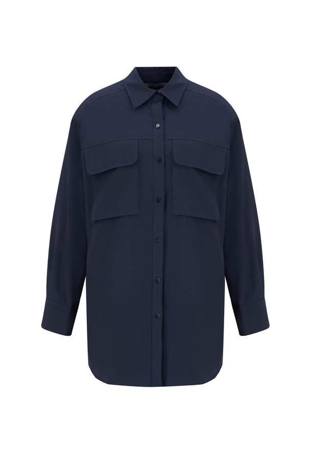 Armine Cepli Gabardin Gömlek Ceket 24K3603 Lacivert