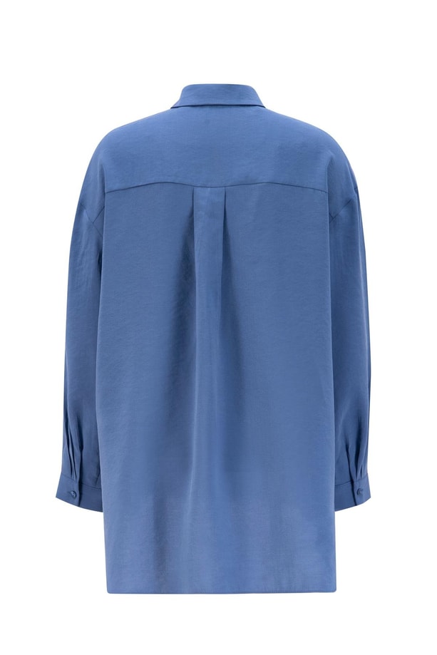 Armine Cep Kapaklı Oversize Gömlek ORT3635 İndigo