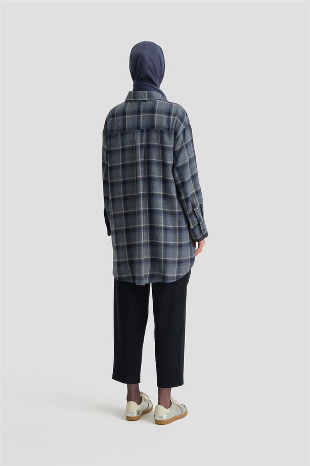 Armine Kapaklı Cepli Oduncu Gömlek ORT3637 İndigo