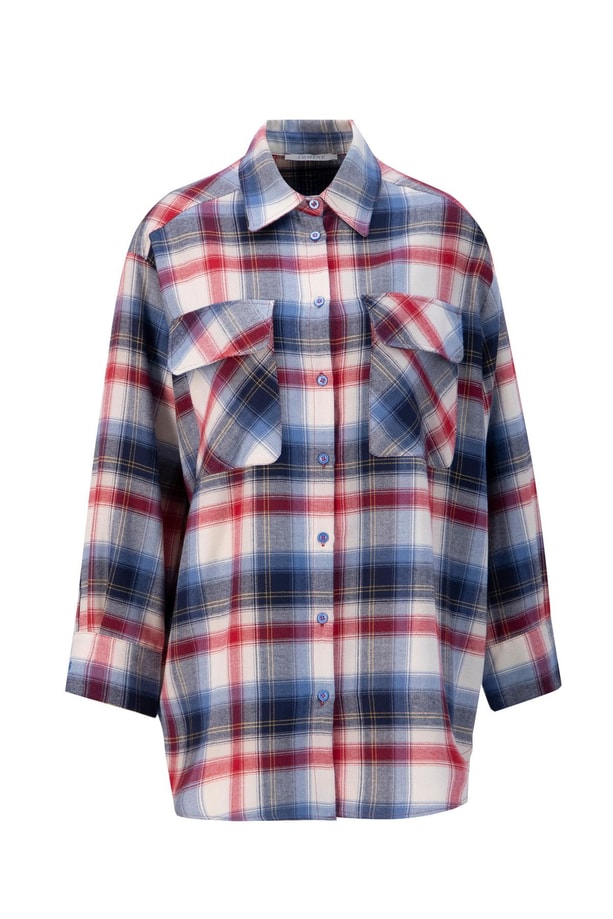 Armine Kapaklı Cepli Oduncu Gömlek ORT3637 Kırmızı