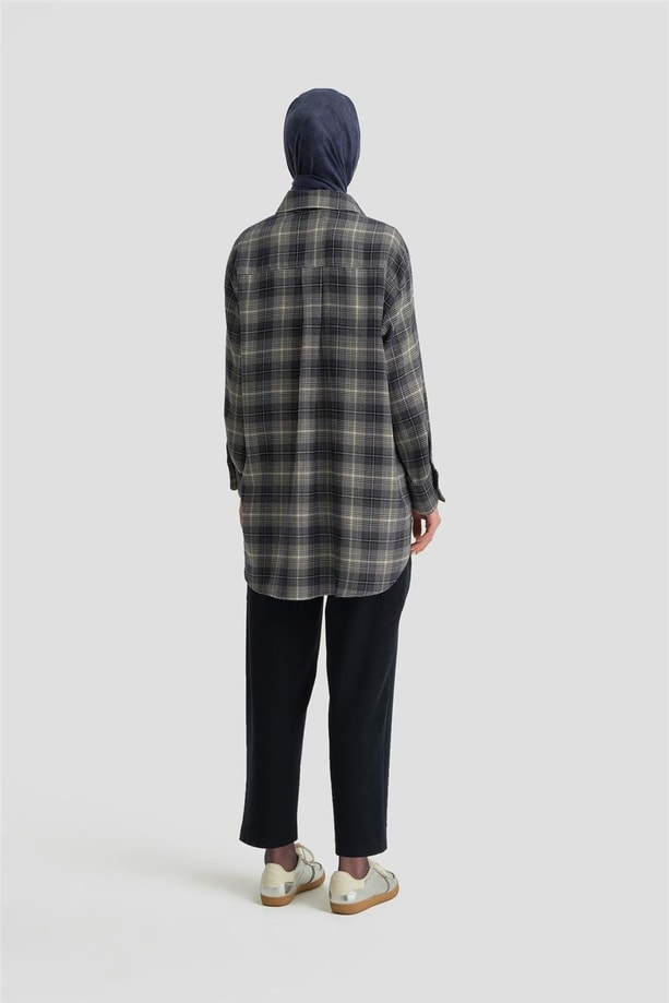 Armine Kapaklı Cepli Oduncu Gömlek ORT3637 Koyu Lacivert