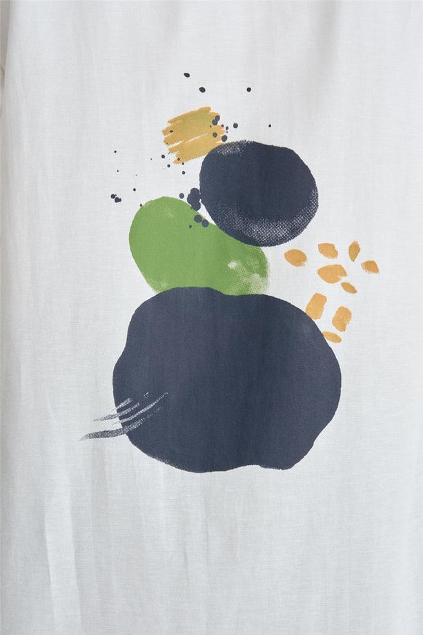 Armine Desenli Tunik ORT4371 Ekru
