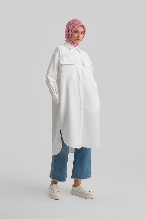 Armine Torba Cepli Tunik Elbise 23K4740 Ekru