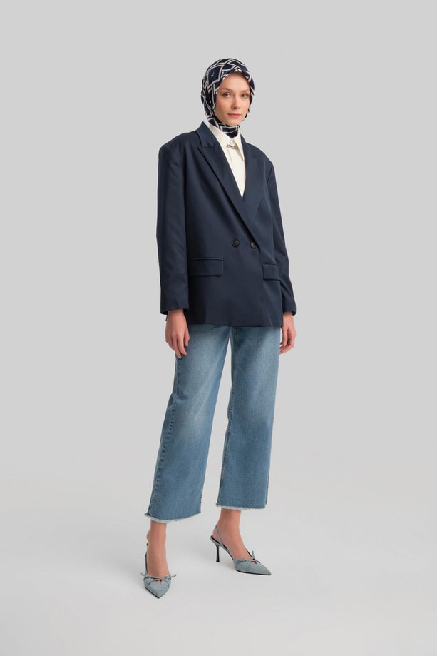 Armine Çift Düğmeli Ceket ORT5418 Lacivert