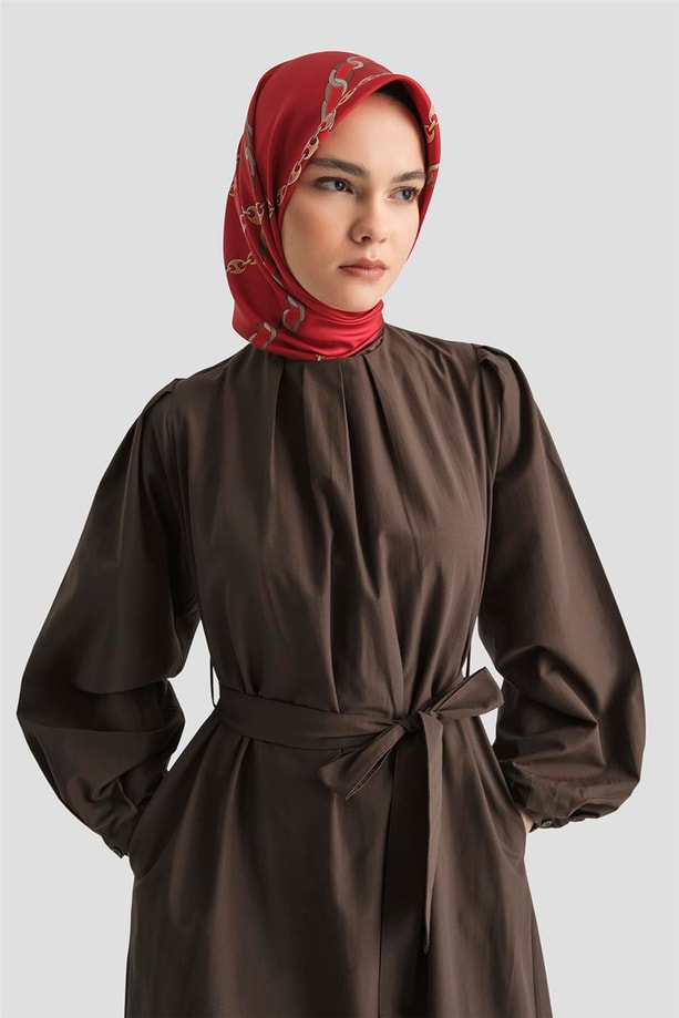 Armine Pile Detaylı Pamuk Elbise 25Y9024 Acı K.