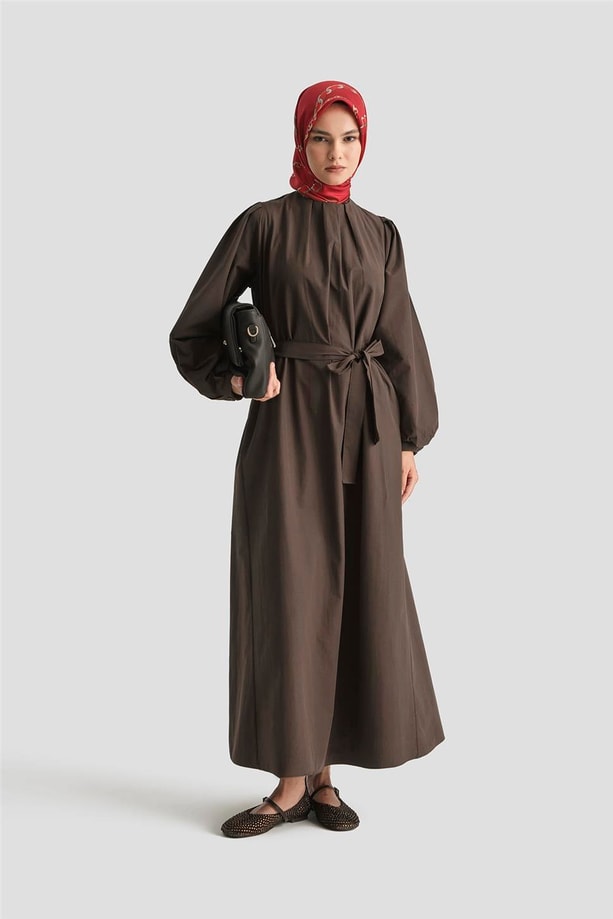 Armine Pile Detaylı Pamuk Elbise 25Y9024 Acı K.