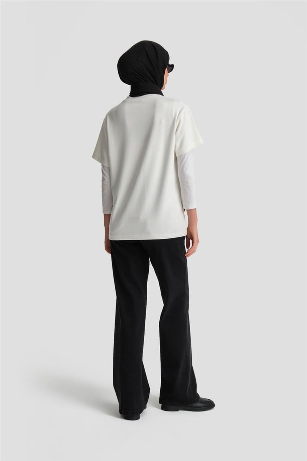 Armine Tişört ORTD9033 Ekru