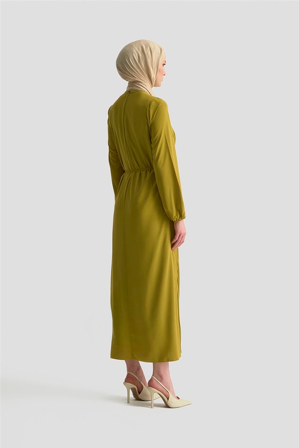 Armine Elbise ORTD9435-1 Yağ Yeşili