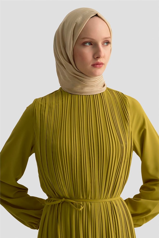 Armine Elbise ORTD9435-1 Yağ Yeşili