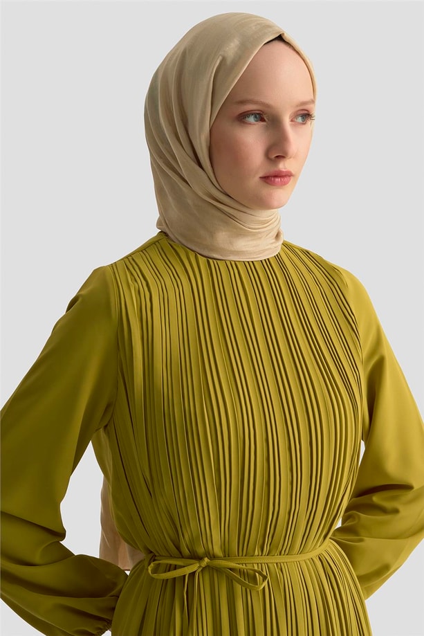 Armine Elbise ORTD9435-1 Yağ Yeşili