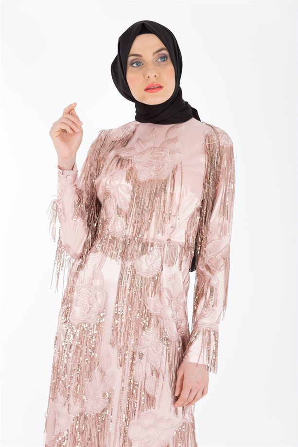 Armine Abiye Elbise 18Ya1004 Pudra