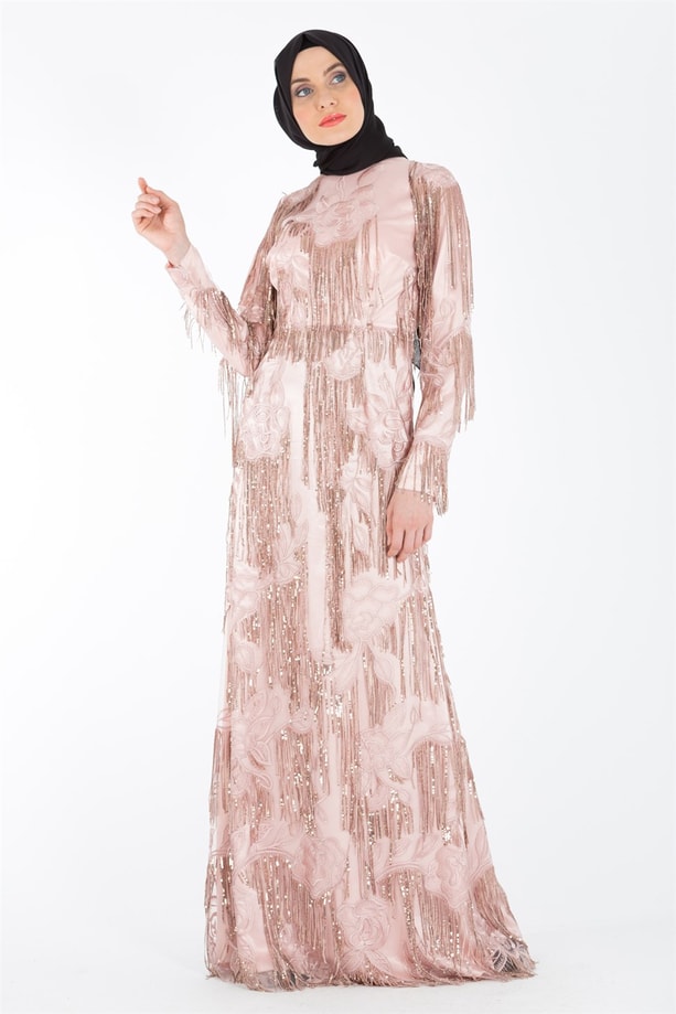 Armine Abiye Elbise 18Ya1004 Pudra