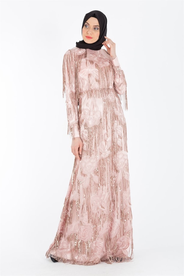 Armine Abiye Elbise 18Ya1004 Pudra