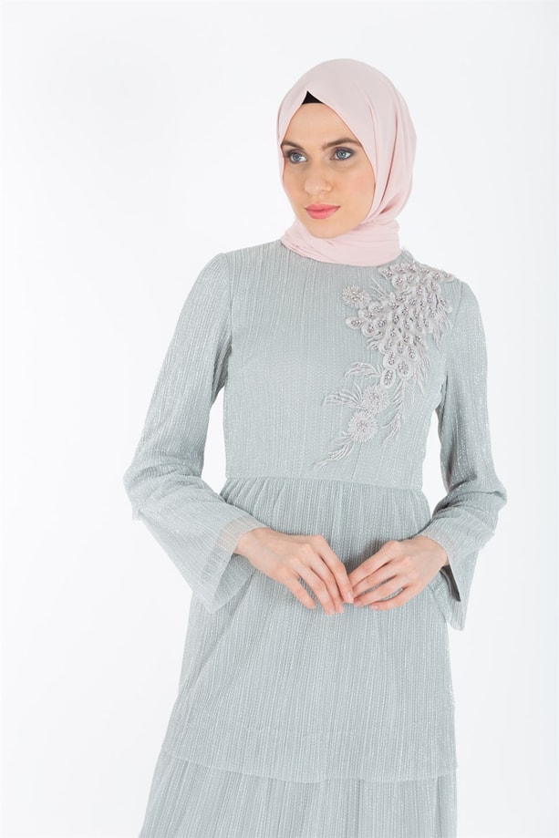 Armine Abiye Elbise 18Ya1020 Gümüş
