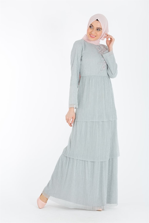 Armine Abiye Elbise 18Ya1020 Gümüş