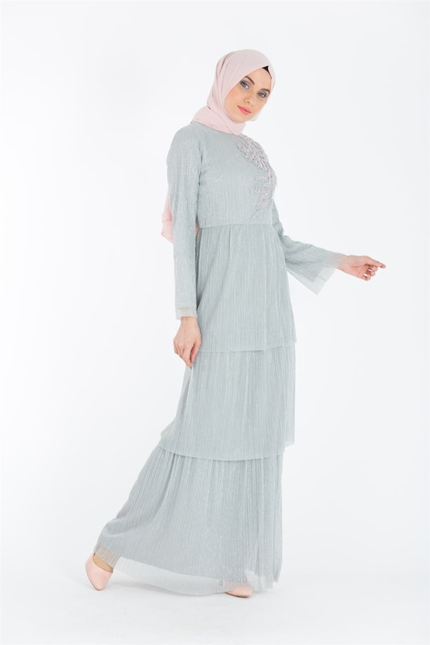 Armine Abiye Elbise 18Ya1020 Gümüş