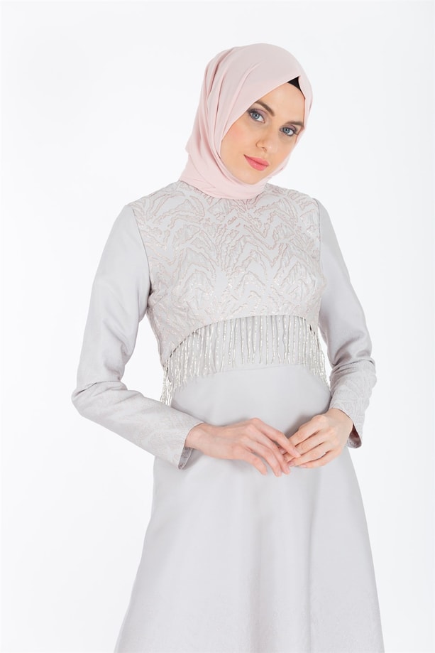 Armine Abiye Elbise 18Ya1045 Pudra