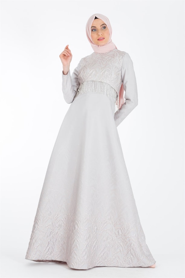 Armine Abiye Elbise 18Ya1045 Pudra