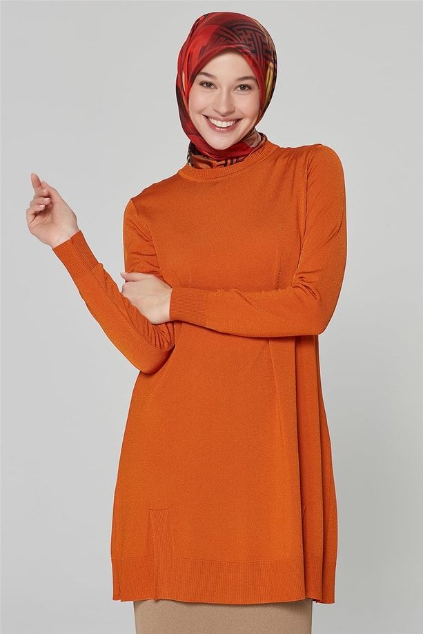 Armine Triko Tunik 20Ka2002 Yanık Oranj