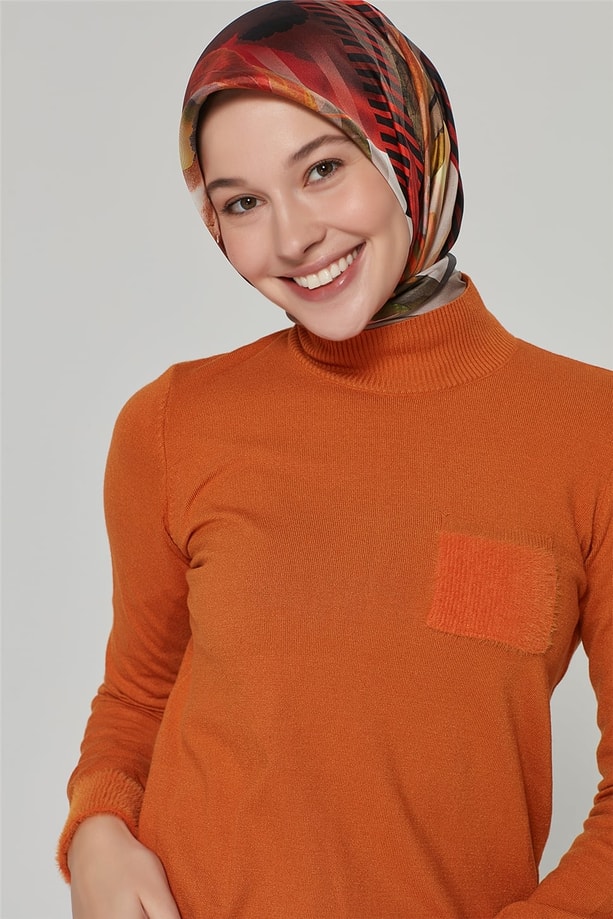 Armine Triko Kazak 20Ka2041 Yanık Oranj
