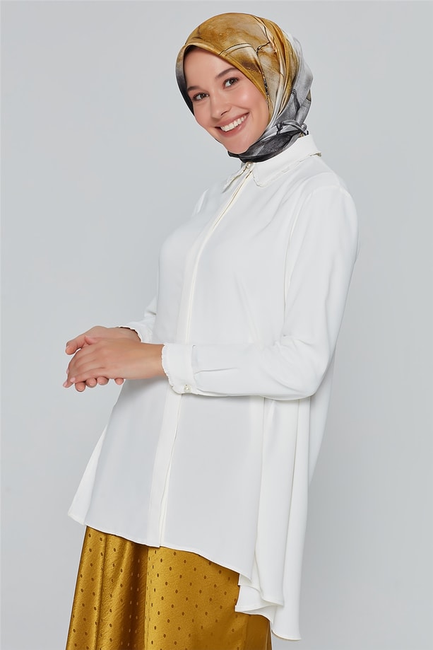 Armine Patlı Gömlek 20Ka3918 Beyaz